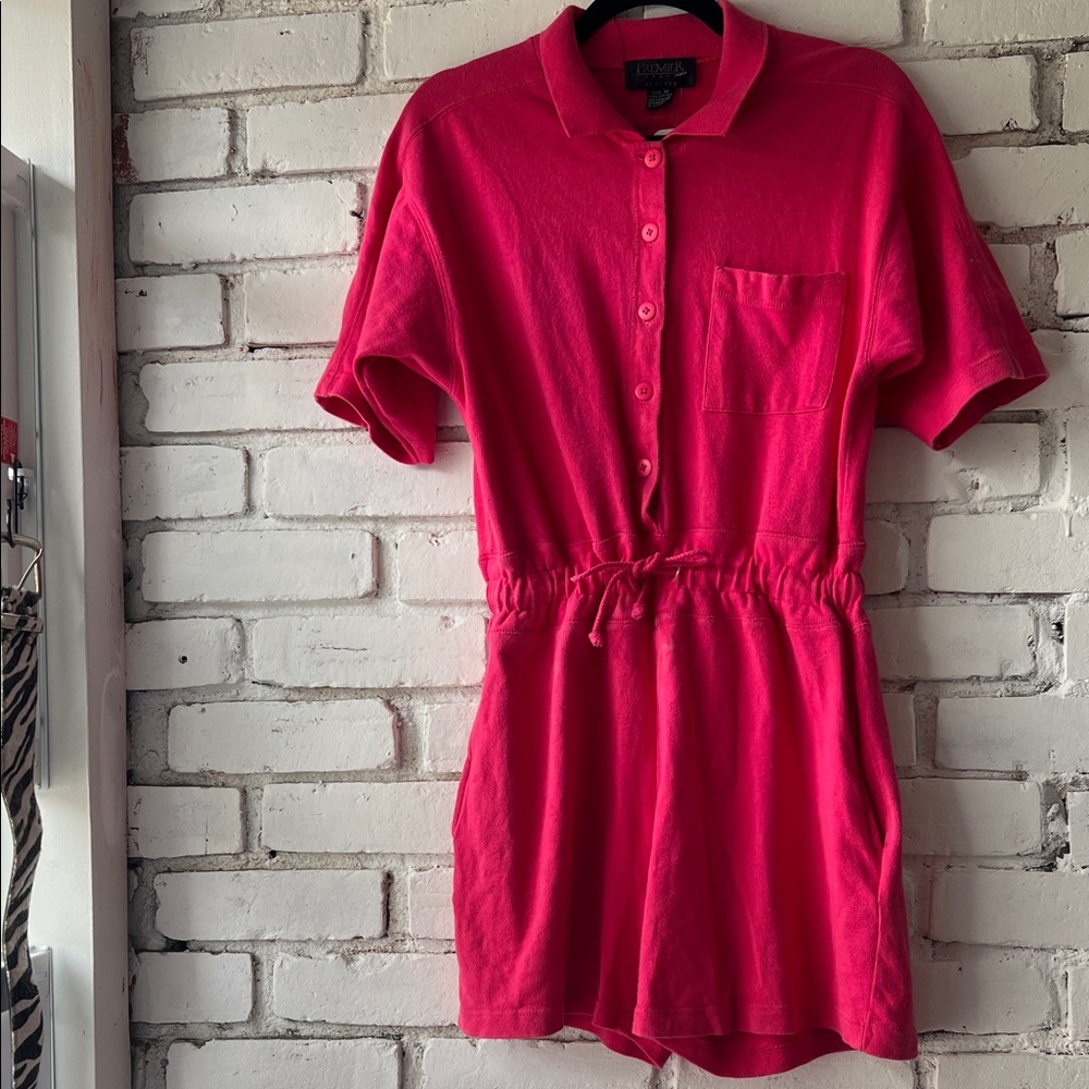 Premier Hot Pink Polo Romper with shorts and collar